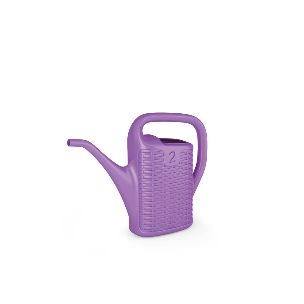 (Lilac, 2 Litre) Plastic Rattan Watering Can Garden