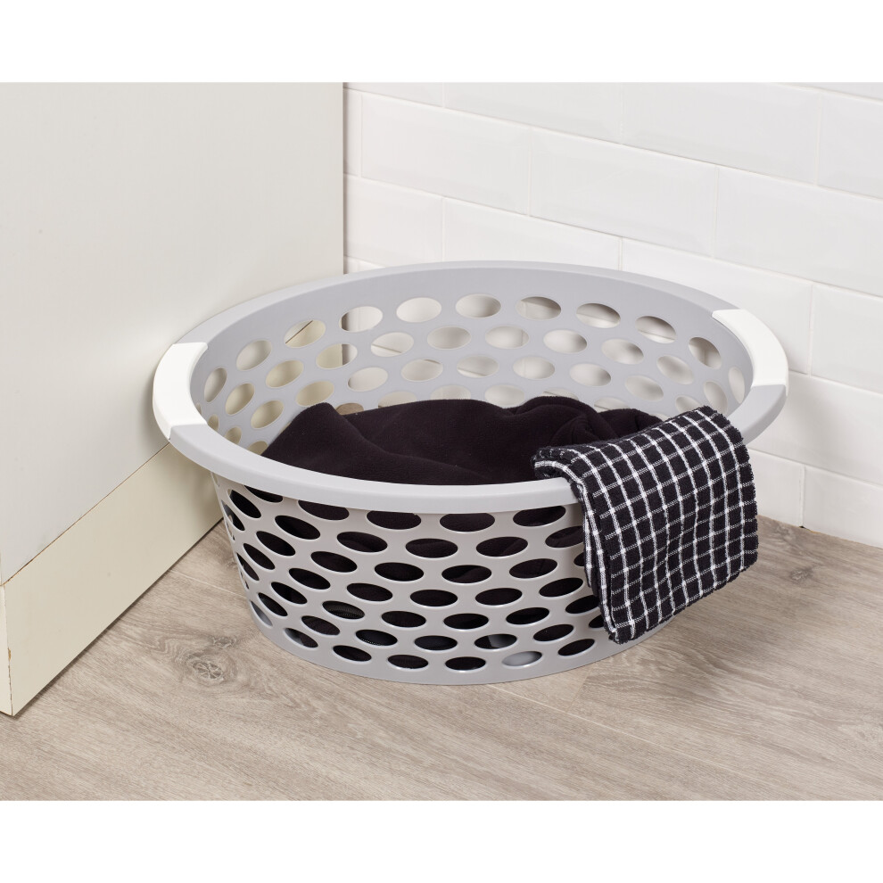 (26L With Holes, Grey) Large Laundry Room Basket With Handles Storage