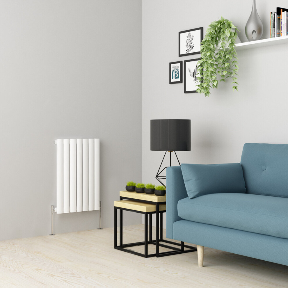 (600 X 414Mm Single, White) Oval Tube Designer Radiator 5055653294189