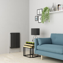 (600 x 414mm Single, Anthracite) Oval Tube Designer Radiator