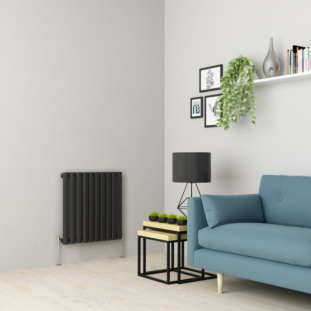 (600 x 591mm Single, Anthracite) Oval Tube Designer Radiator