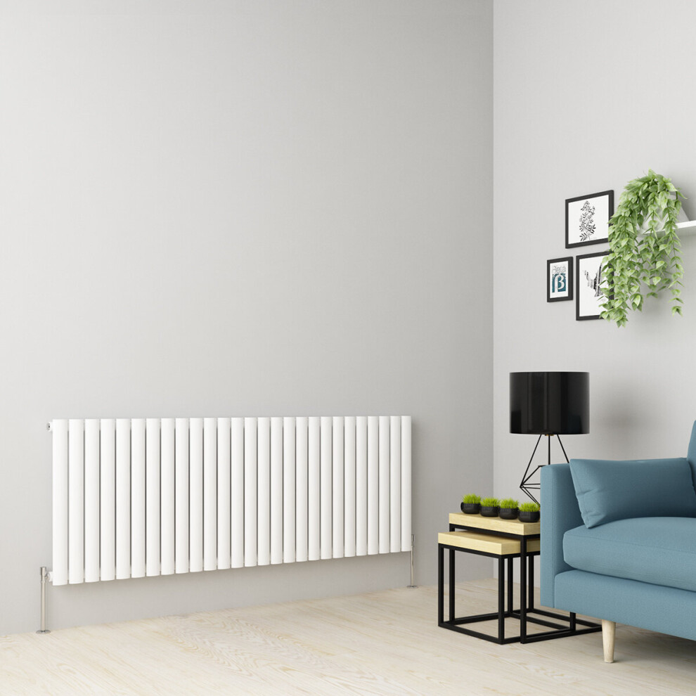 (600 x 1594mm Single, White) Oval Tube Designer Radiator