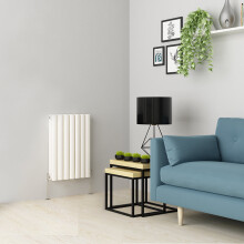 (600 x 414mm Double, White) Oval Tube Designer Radiator