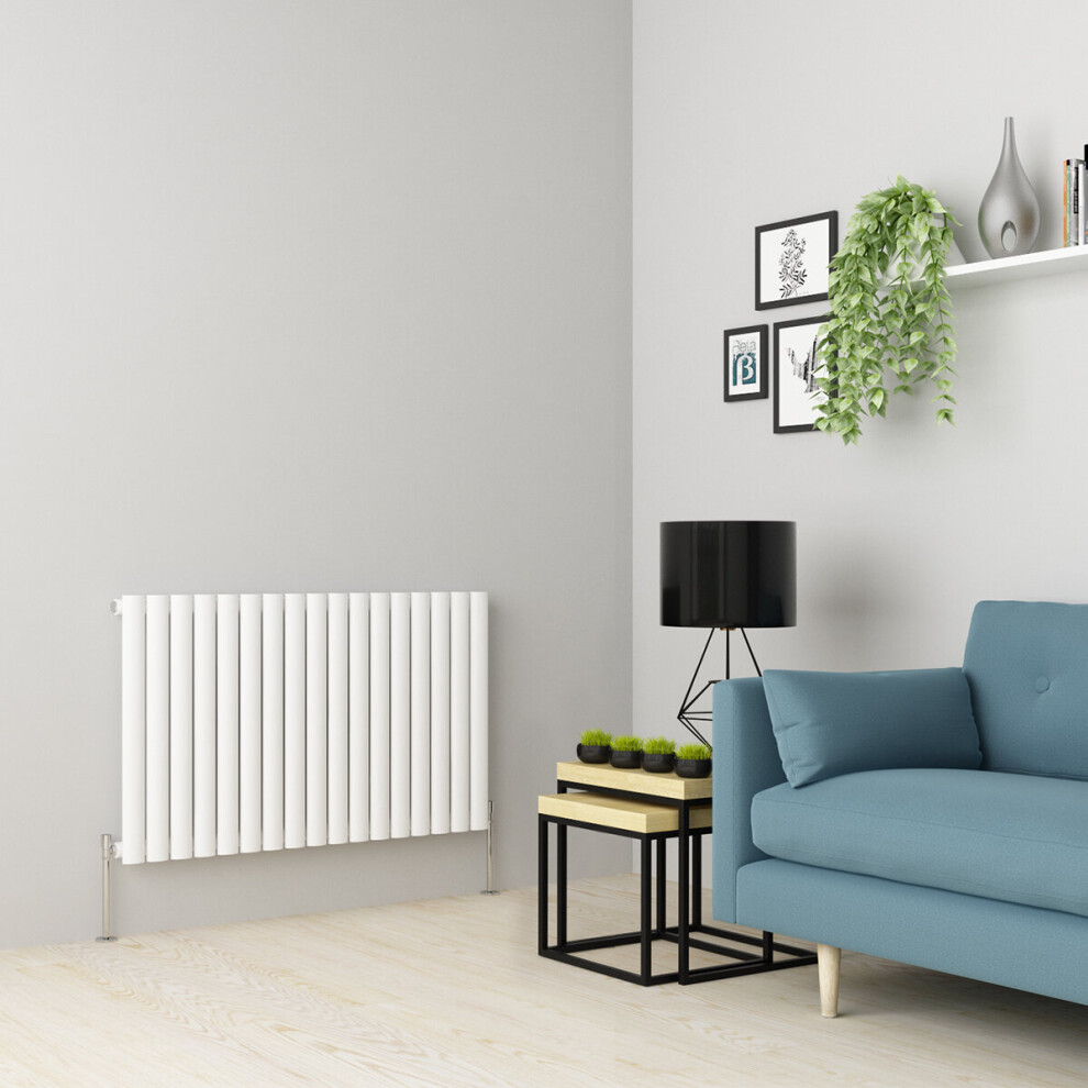 (600 x 1004mm Single, White) Oval Tube Designer Radiator