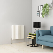 (600 x 591mm Double, White) Oval Tube Designer Radiator