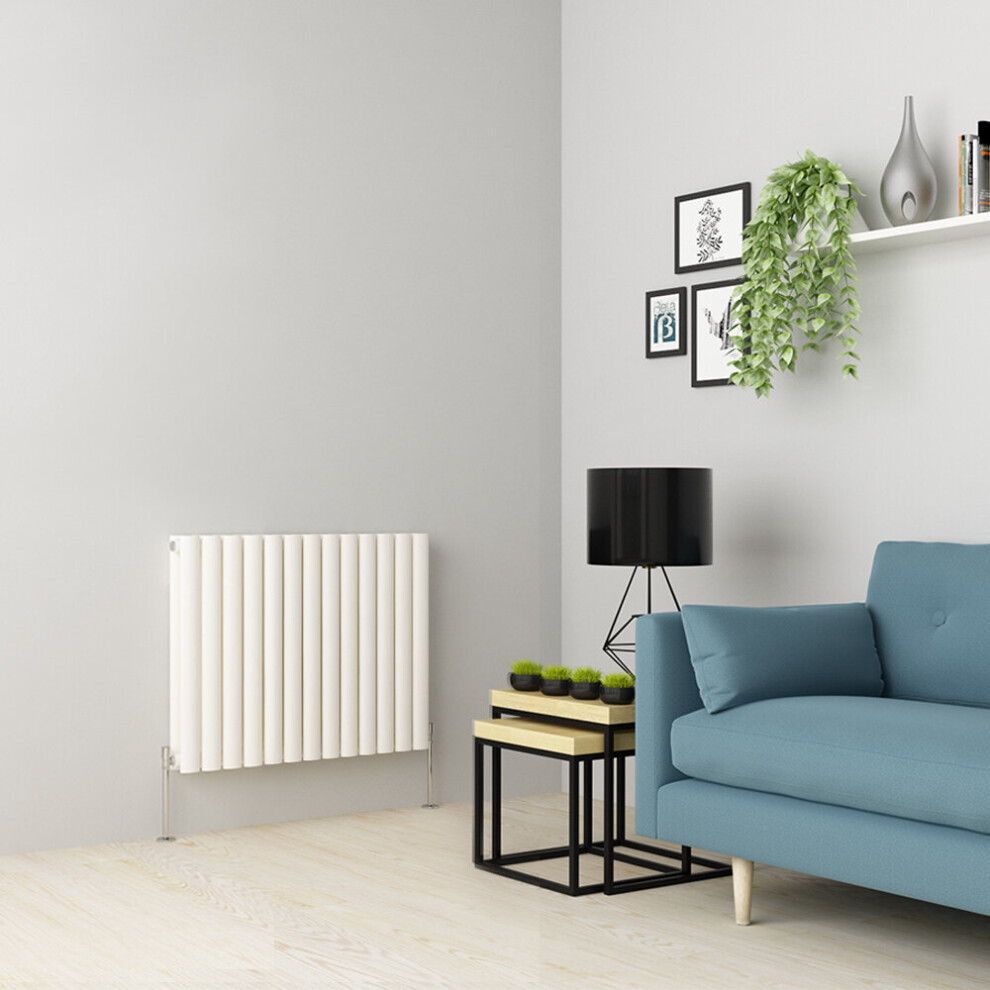 (600 x 768mm Double, White) Oval Tube Designer Radiator