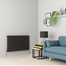 (600 x 1004mm Single, Anthracite) Oval Tube Designer Radiator