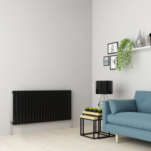 (600 x 1181mm Single, Black) Oval Tube Designer Radiator