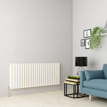 (600 x 1417mm Double, White) Oval Tube Designer Radiator