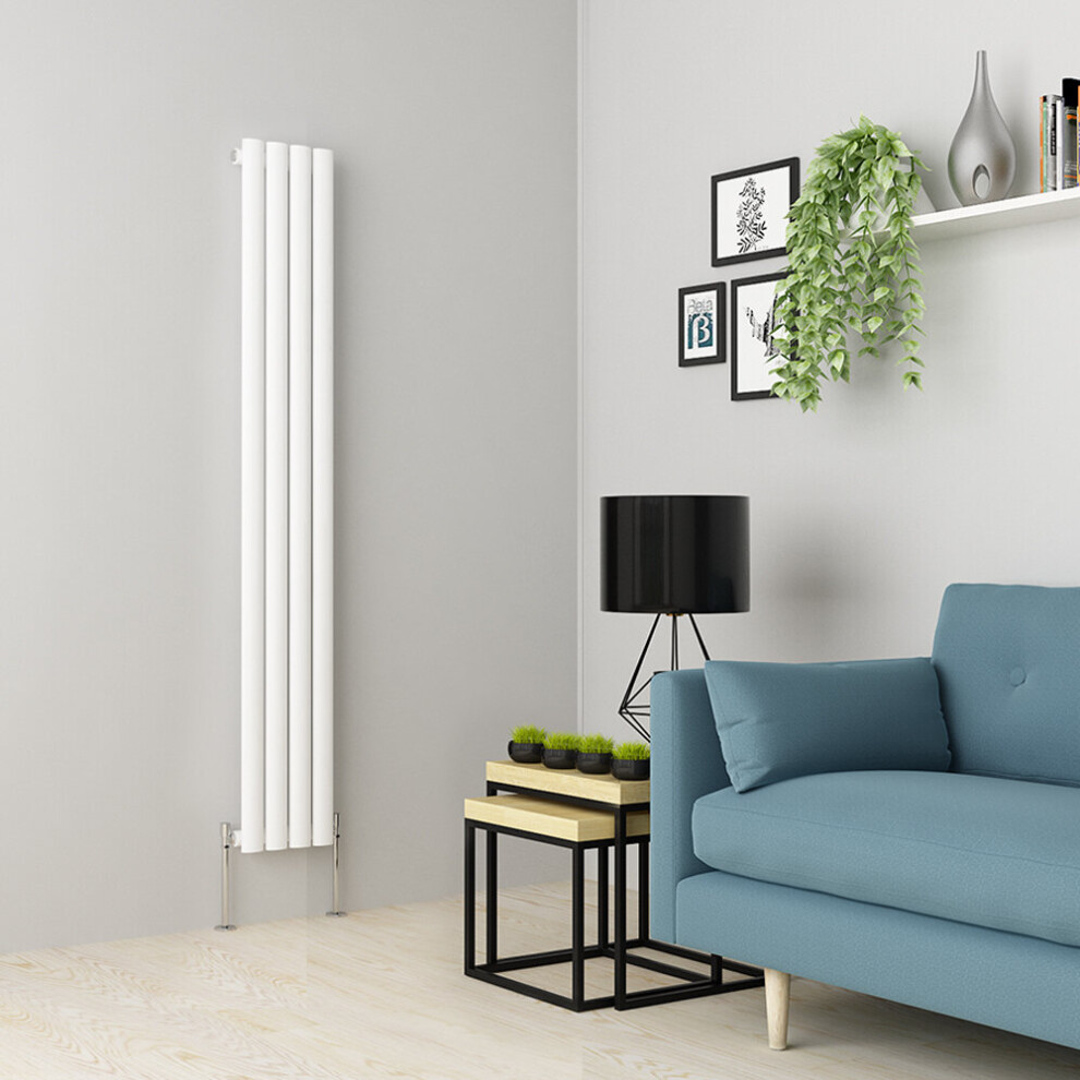 (1600 x 237mm Single, White) Oval Tube Designer Radiator