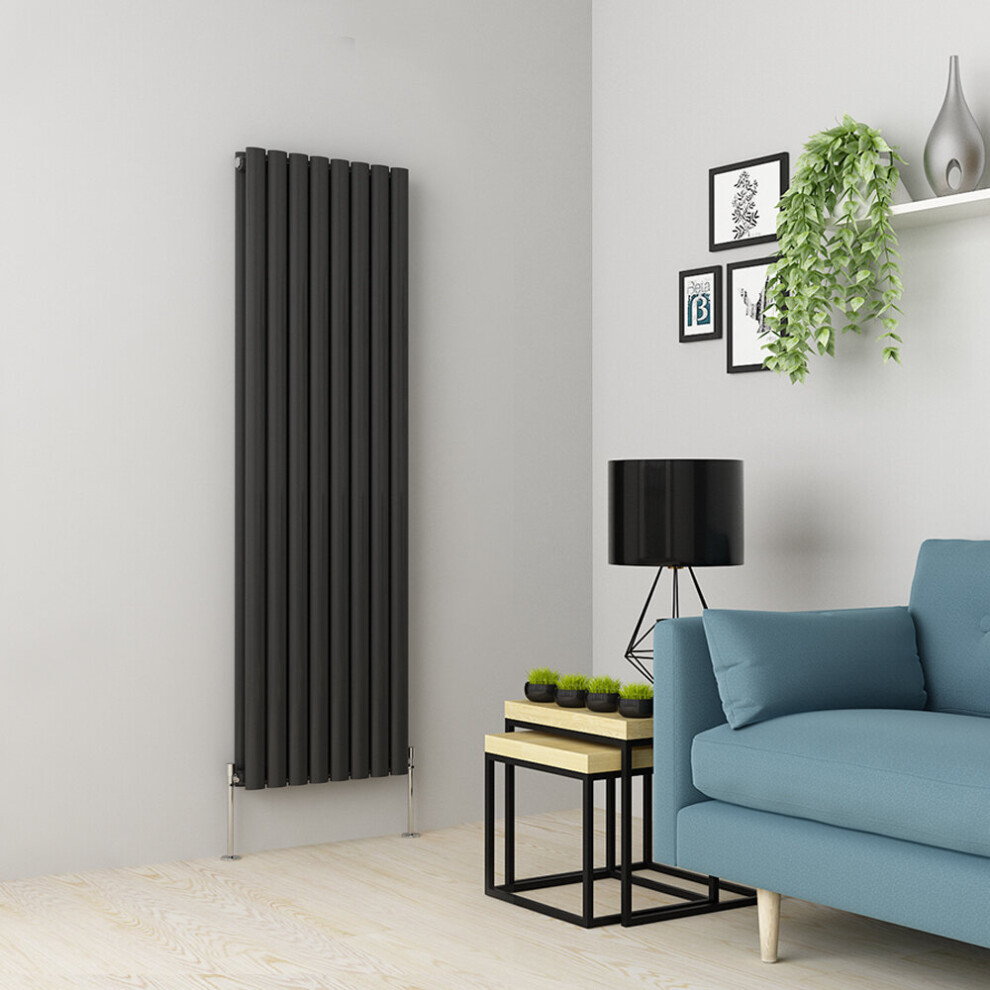 (1600 x 473mm Double, Anthracite) Oval Tube Designer Radiator