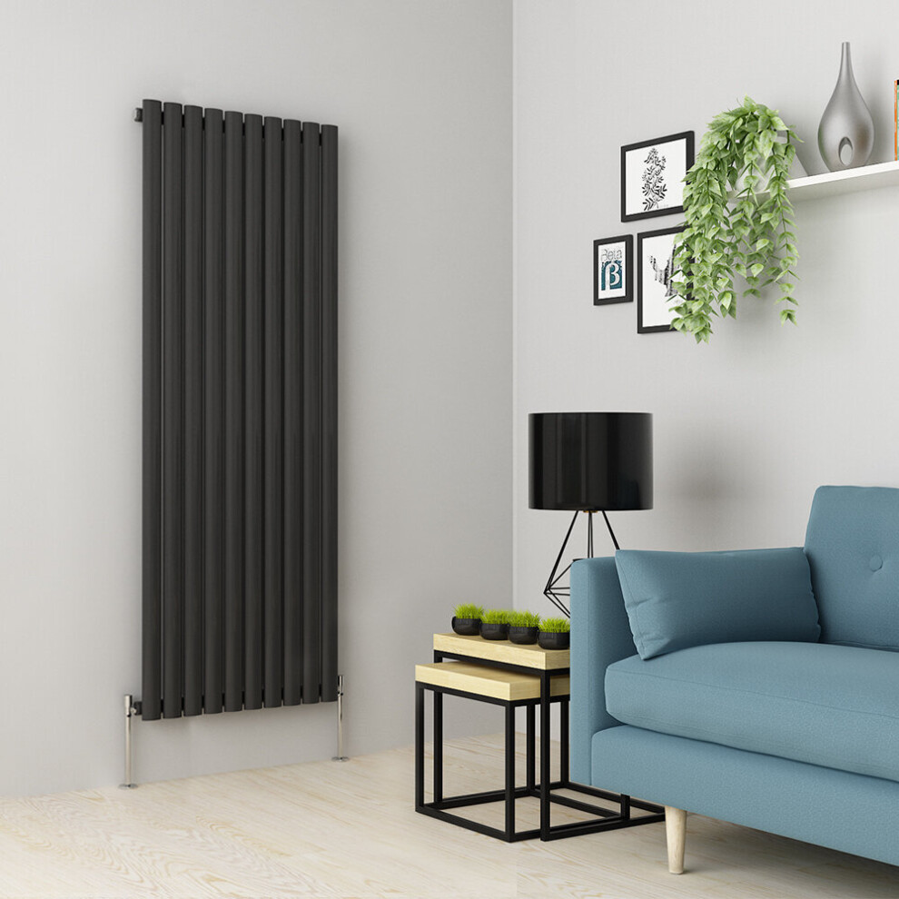 (1600 x 591mm Single, Anthracite) Oval Tube Designer Radiator