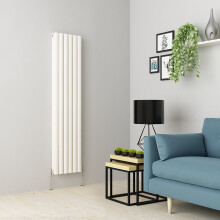 (1600 x 355mm Double, White) Oval Tube Designer Radiator