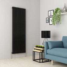 (1600 x 591mm Single, Black) Oval Tube Designer Radiator