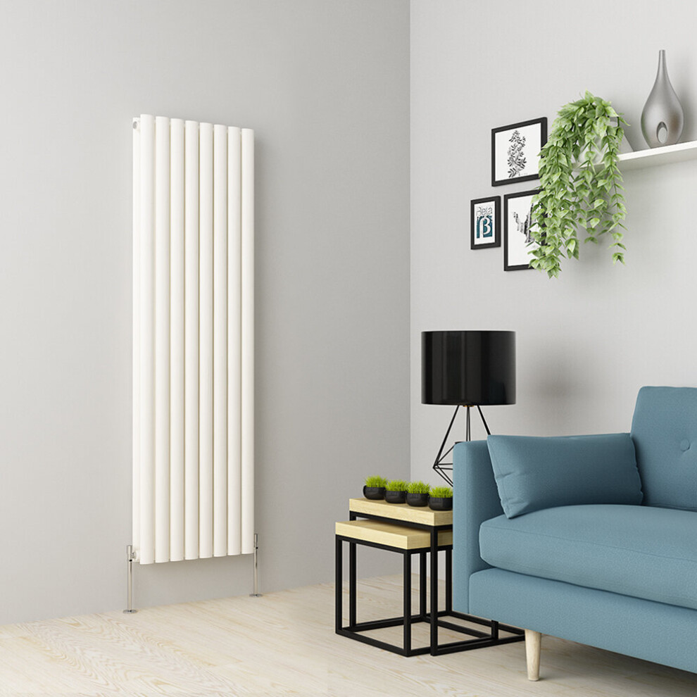 (1600 x 473mm Double, White) Oval Tube Designer Radiator