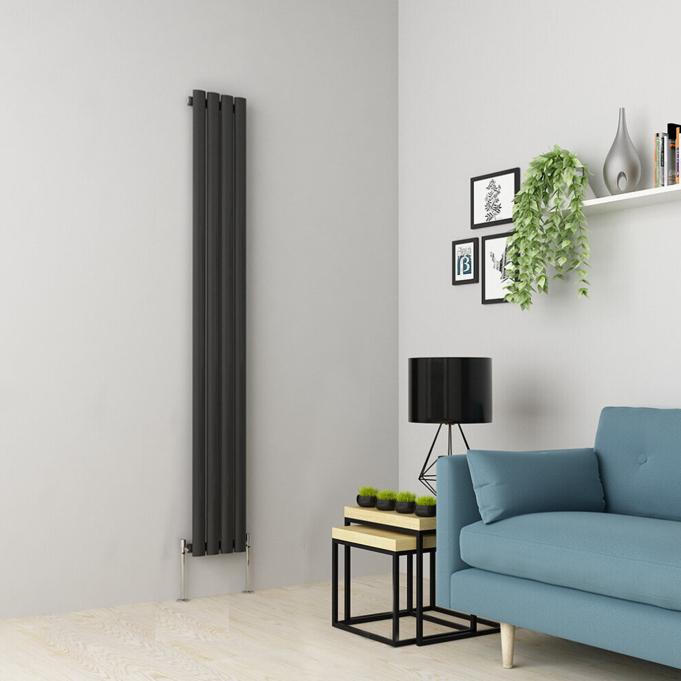 (1800 x 237mm Single, Anthracite) Oval Tube Designer Radiator