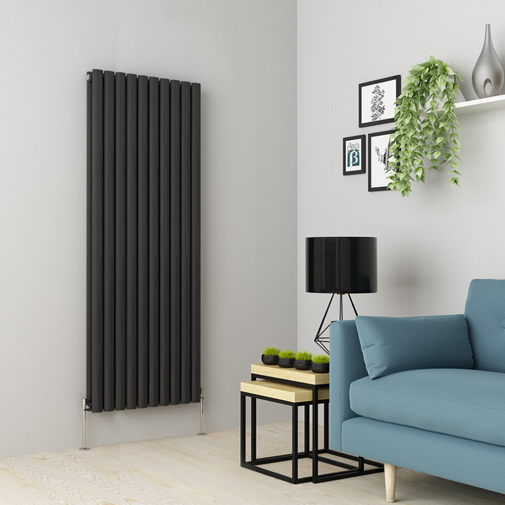 (1600 x 591mm Double, Anthracite) Oval Tube Designer Radiator