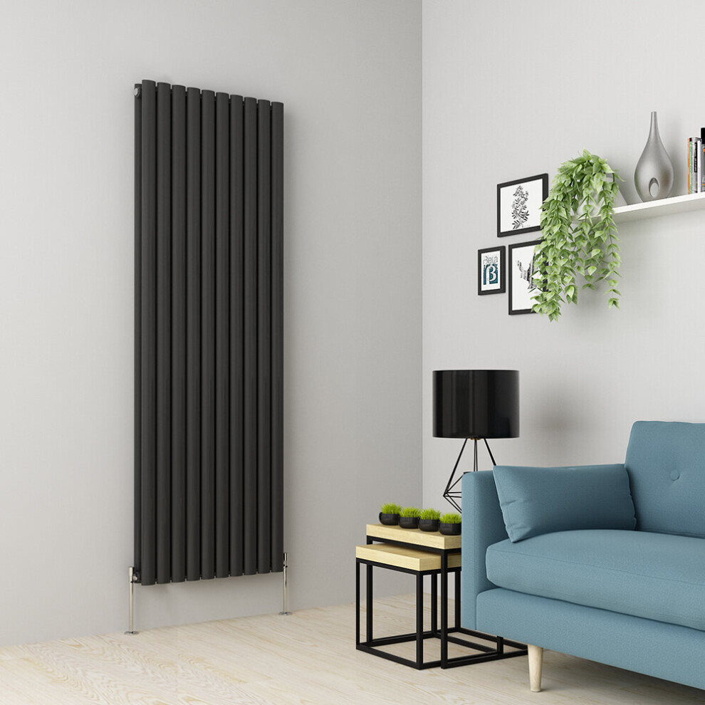 (1800 x 591mm Double, Anthracite) Oval Tube Designer Radiator