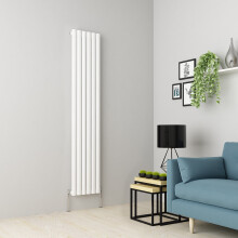 (1800 x 355mm Single, White) Oval Tube Designer Radiator