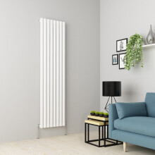 (1800 x 473mm Single, White) Oval Tube Designer Radiator