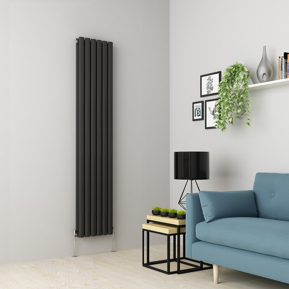 (1800 x 355mm Double, Anthracite) Oval Tube Designer Radiator