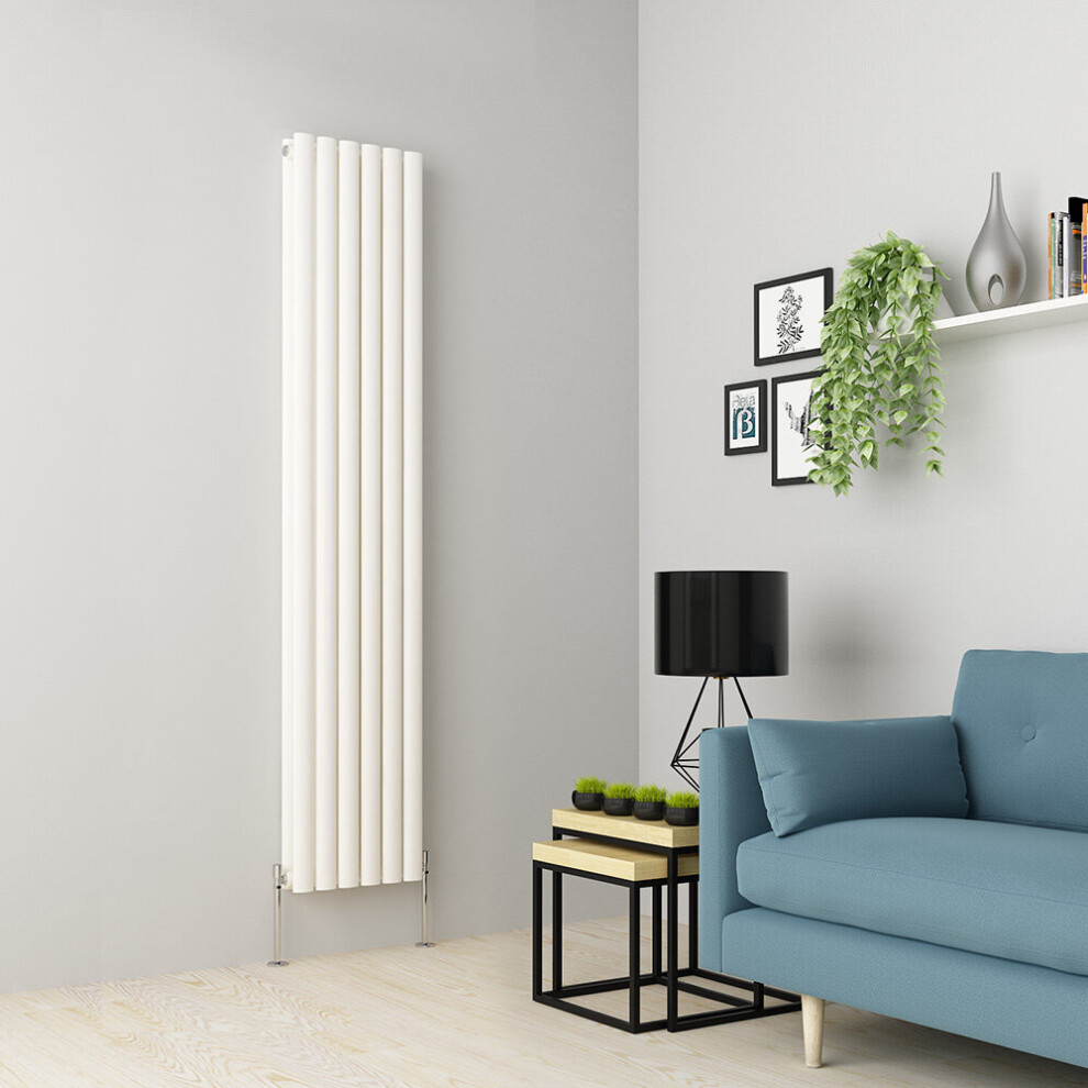 (1800 x 355mm Double, White) Oval Tube Designer Radiator