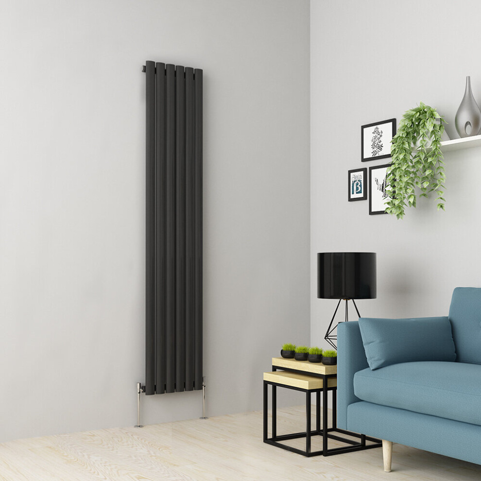 (1800 x 355mm Single, Anthracite) Oval Tube Designer Radiator