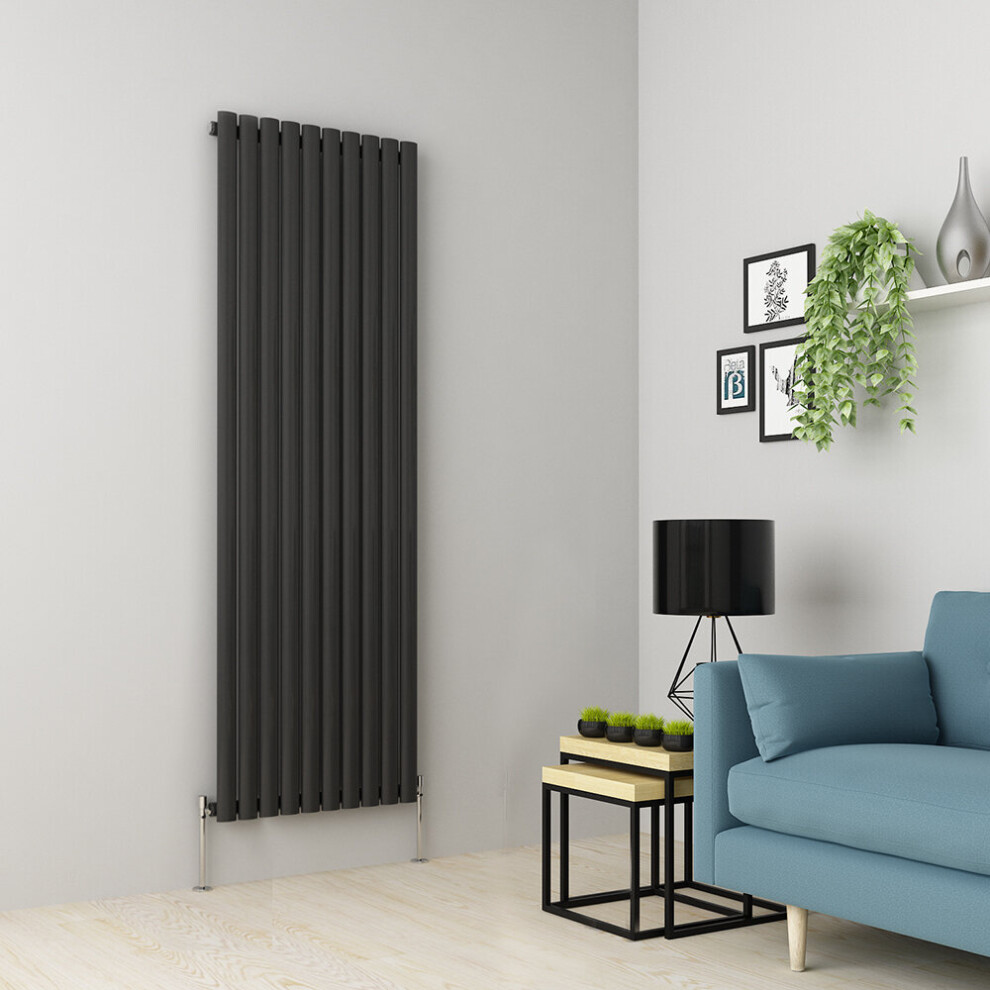 (1800 x 591mm Single, Anthracite) Oval Tube Designer Radiator