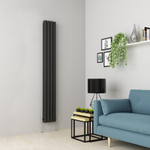 (1800 x 237mm Double, Anthracite) Oval Tube Designer Radiator
