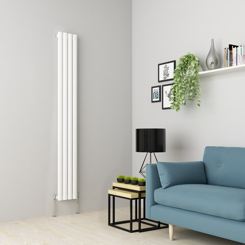 (1800 x 237mm Single, White) Oval Tube Designer Radiator