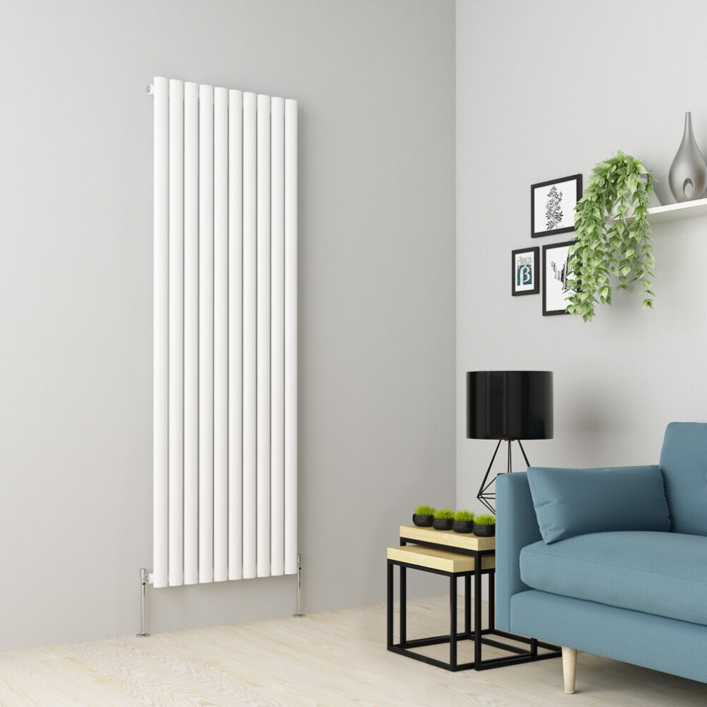 (1800 x 591mm Single, White) Oval Tube Designer Radiator