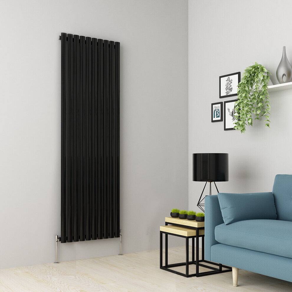 (1800 x 591mm Single, Black) Oval Tube Designer Radiator