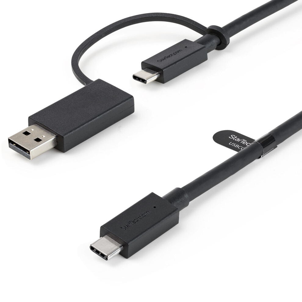 Startech.com 3Ft (1M) Usb-C Cable With Usb-A Adapter Dongle - Hybrid 2-In-1 Usb C Cable W/ Usb-A - Usb-C To Usb-C (10Gbps/100W Pd), Usb-A To Usb-C (5Gbps)