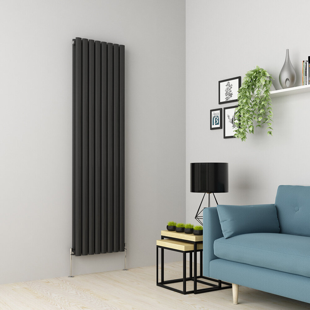 (1800 x 473mm Double, Anthracite) Oval Tube Designer Radiator