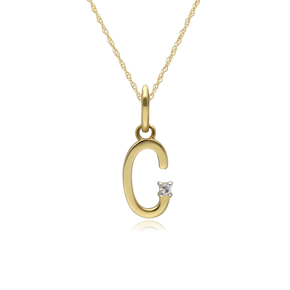 Initial C Diamond Letter Necklace in 9ct Yellow Gold