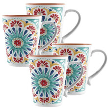 (4) Rio Medallion Melamine/Plastic Mug - For Outdoor or Indoor Dining