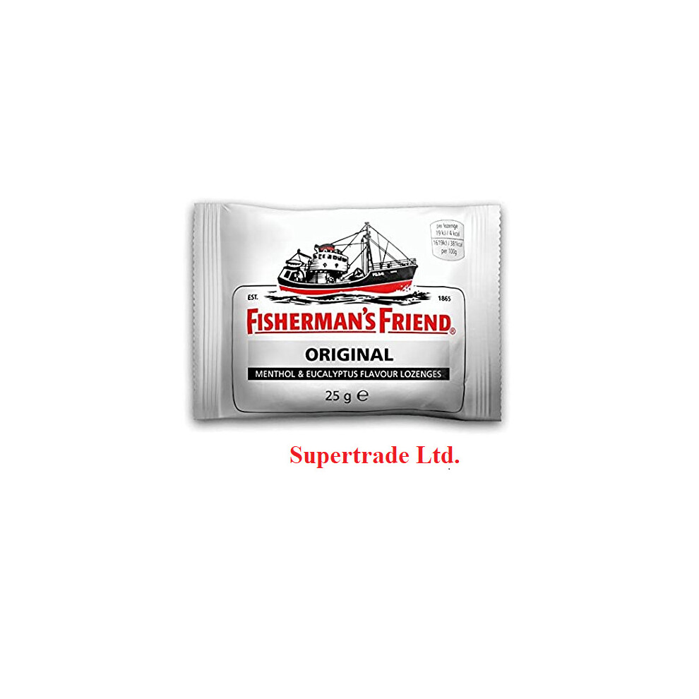 12 X Fisherman's Friend Original Extra Strong Menthol Eucalyptus Lozenges - 25g