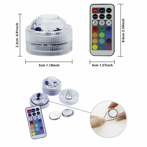 Remote Controlled RGB Submersible Light Battery Operated Underwater Night Lamp 2