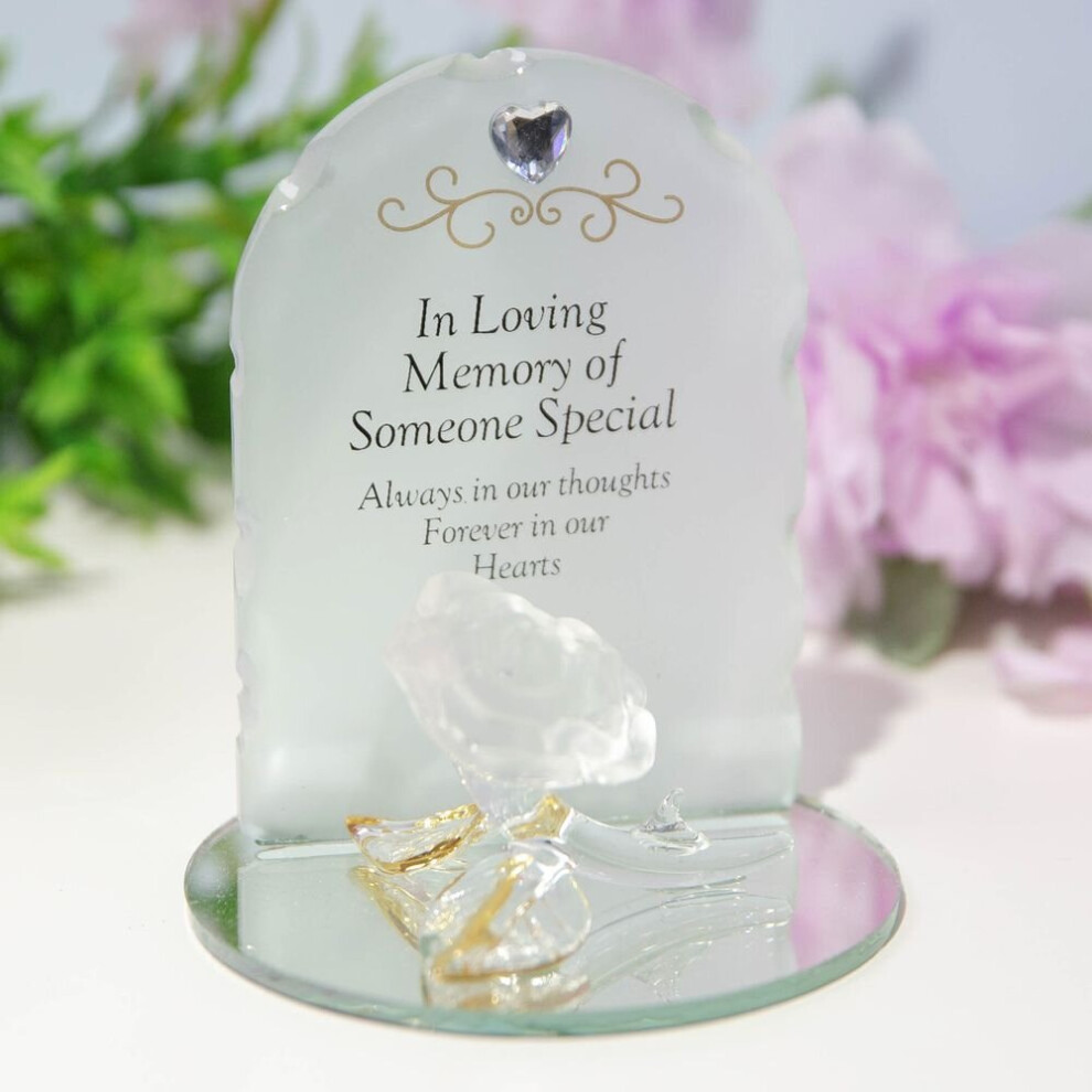 Thoughts Of You Memorial Glass Plaques with Crystal Embellishments - Someone Special