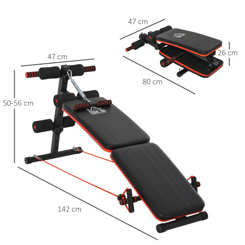 Homcom HOMCOM Foldable Sit Up Bench 5-Level Adjustable Core Workout for Home Gym Black 1
