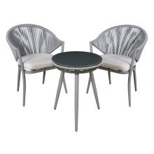 Dellonda Echo 3-Piece Balcony Set with Shatterproof Tempered Glass Top