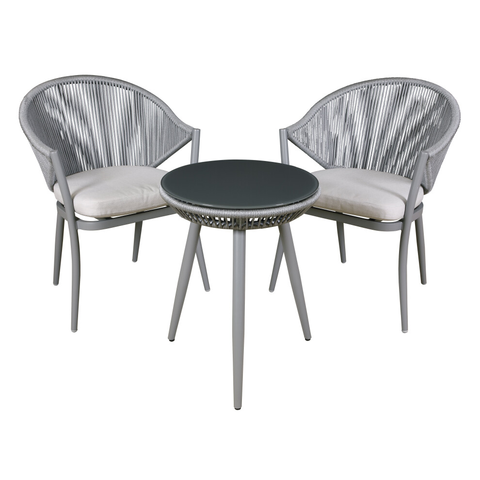 Dellonda Echo 3-Piece Balcony Set with Shatterproof Tempered Glass Top