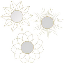 3 Round Wall Mounted Hand Made Metal Gold Framed Mirror Shabby Chic