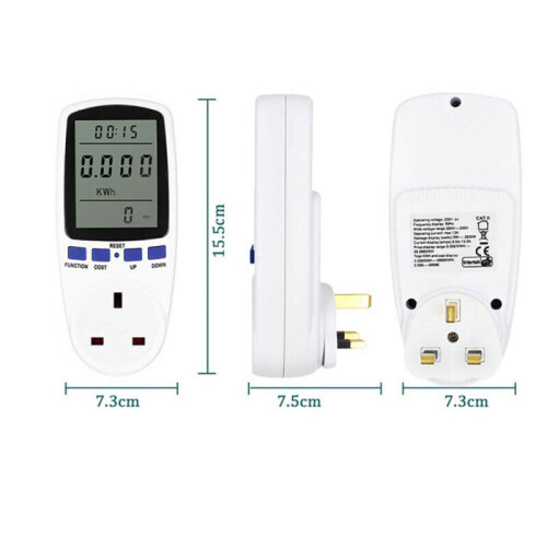 Smart Socket Time/Watt/Cost Display Overload Protection Save Energy Power Meter 2
