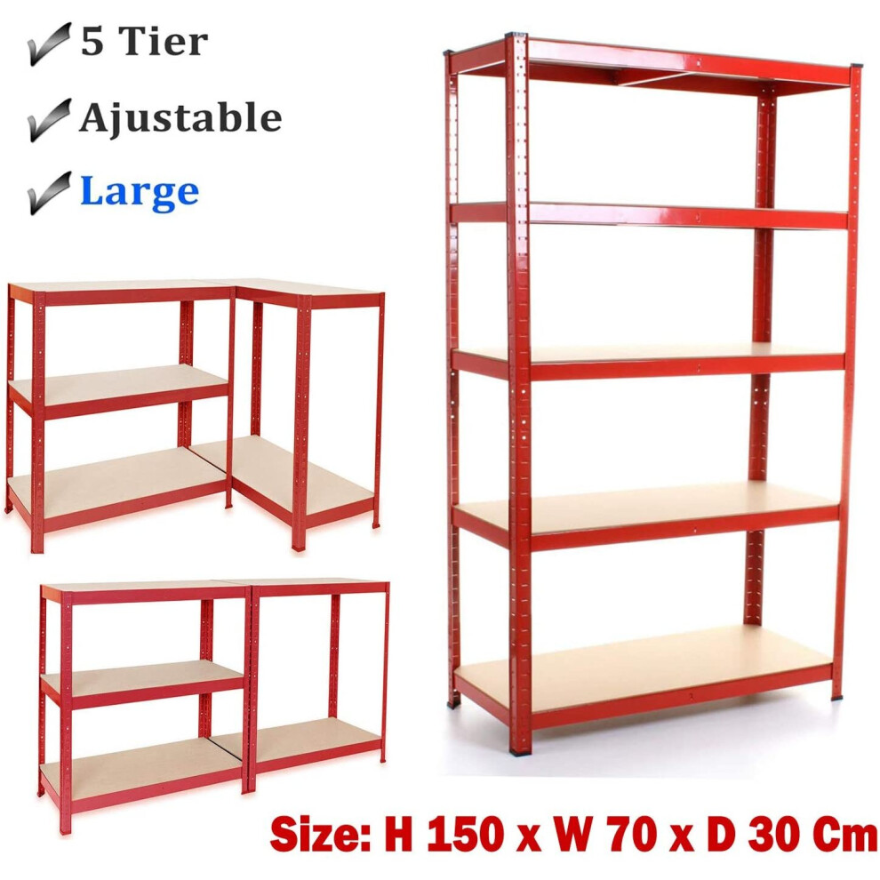 (Red 150x70x30cm) Metal Shelving Units Racking Garage Storage Shelve