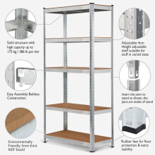 (Bare Steel 150x70x30cm) Metal Shelving Units Racking Garage Storage Shelve