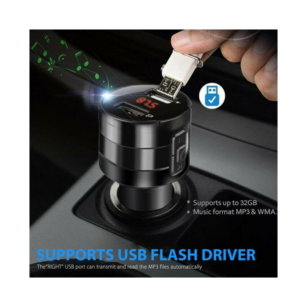 Wireless Bluetooth 5.0 Car Fm Transmitter Charger Led Music Mp3 Aux Radio 2 Usb 683546761125