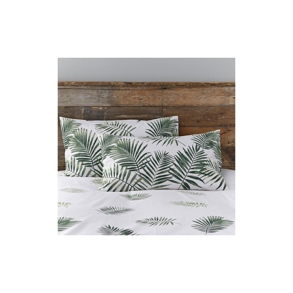 Charlotte Thomas Fern Printed Polycotton Housewife Pillow Cases, Pair Green