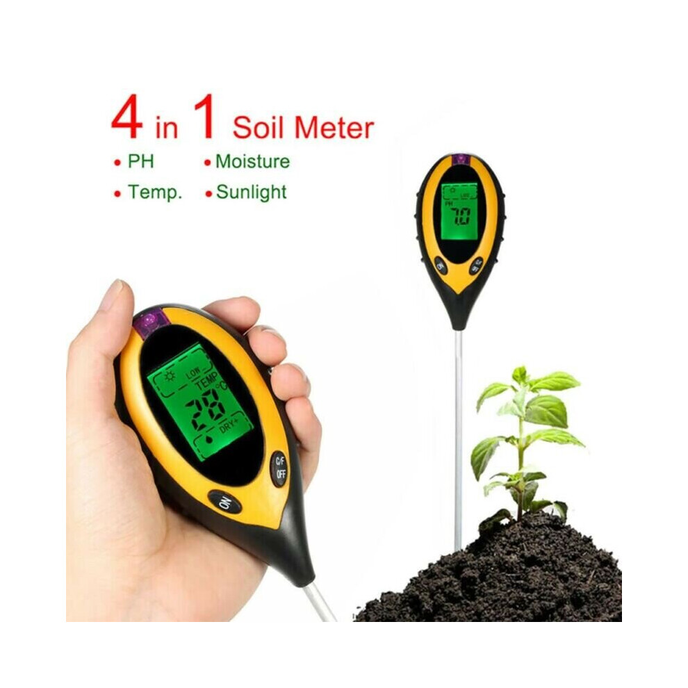 4-in-1 Soil Meter Tester Digital Plant PH Temperature Moisture Sunlight Detector