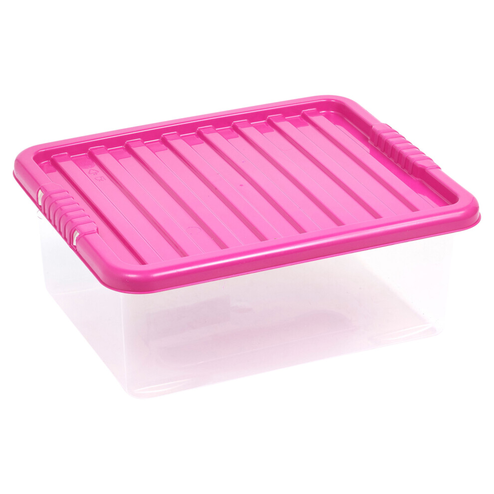 (32 Litre, Pink) Storage Boxes Stackable Container Lightweight